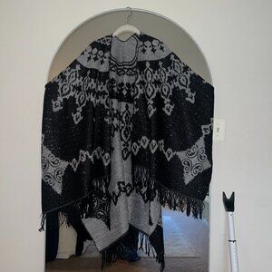 Poncho Wrap Wool Scarf
